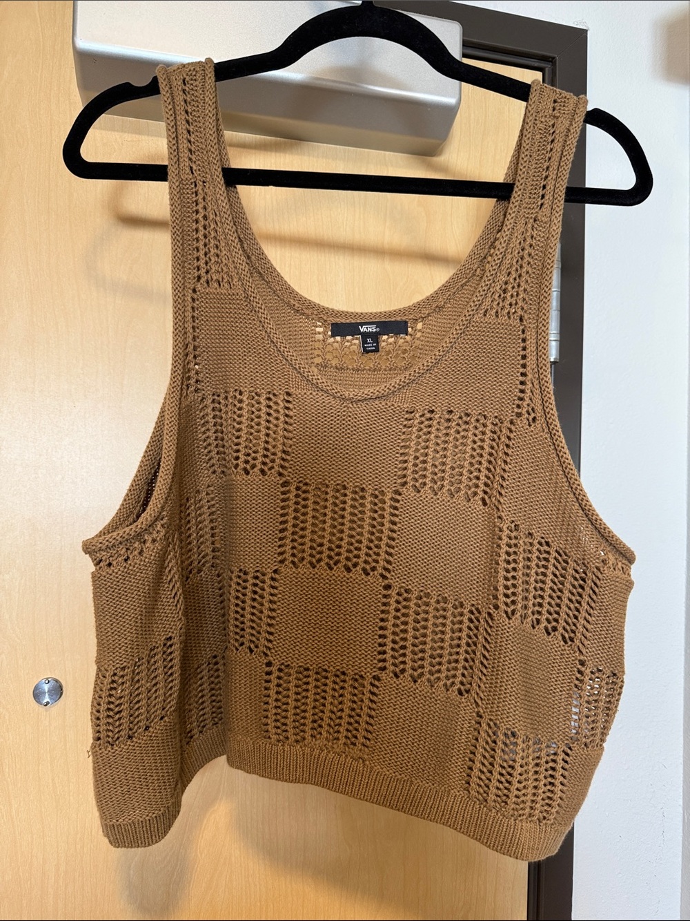 Vans Brown Open-Knit Cropped Tank Top